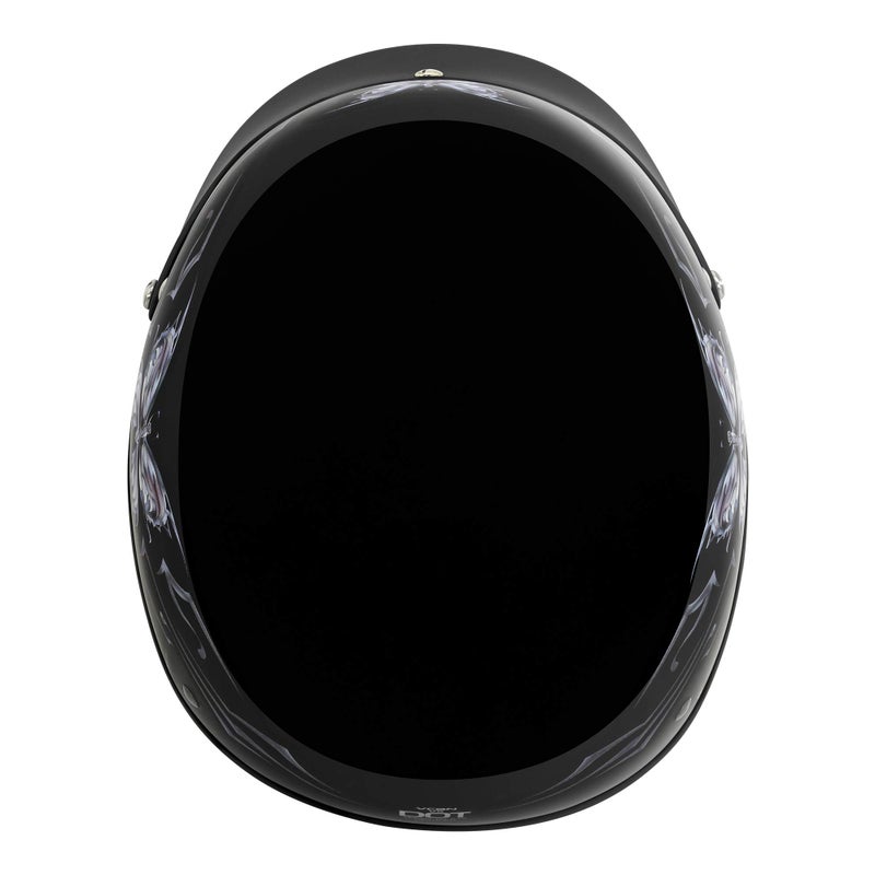 VCAN - V5-05BF22 Cruiser Intricate Butterfly Motorcycle Half Helmet (Gloss Black, Small) - Image 5